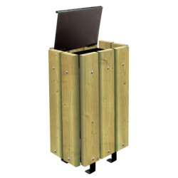 1 poubelle en bois MÉROPA sans couvercle + 1 corbeille avec couvercle