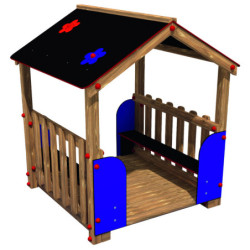 Cabane bois FAMILY + panneau sensoriel MUSIQUE
