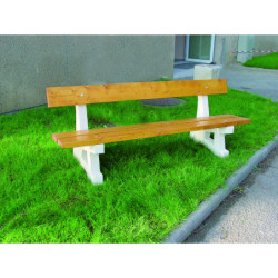 Banc en béton et lames bois...
