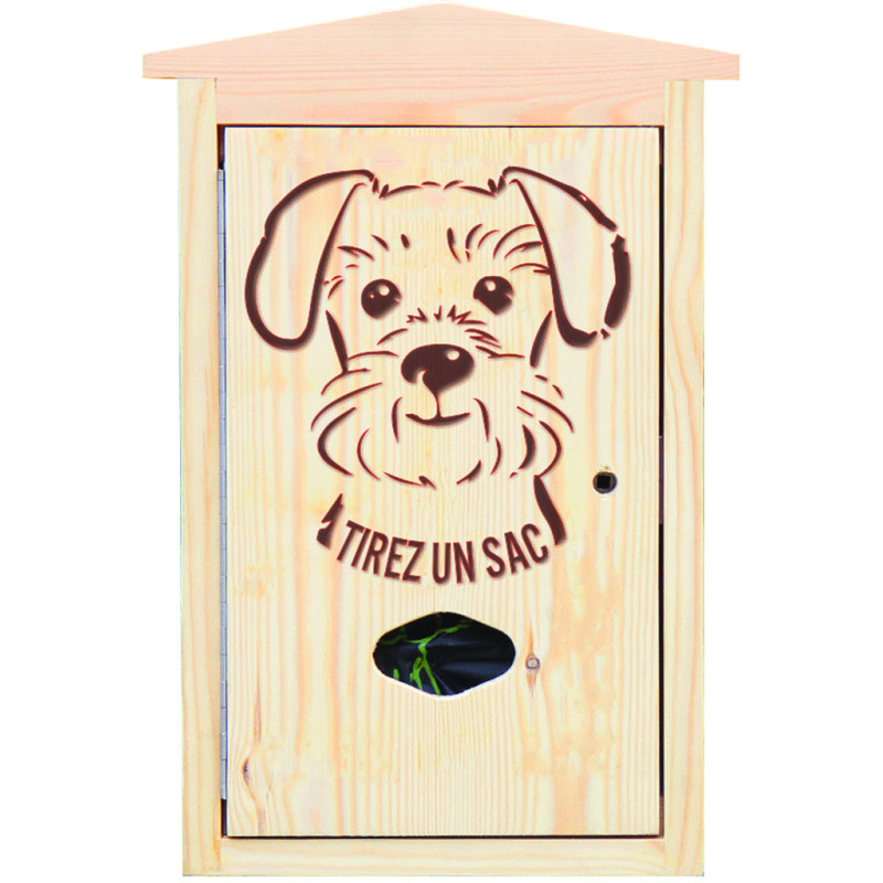 Distributeur et borne hygiène canine en bois NALA
