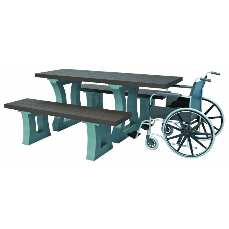 5 tables extérieures PMR recyclées ZIBAL